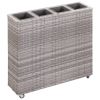 Garden Raised Bed with 4 Pots 31.5"x8.7"x31.1" Poly Rattan Gray - Grey