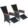 Reclining Patio Chairs 2 pcs with Cushions Poly Rattan Black - Black