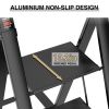 4 Step Ladder;  Retractable Handgrip Folding Step Stool with Anti-Slip Wide Pedal;  Aluminum Step Ladders 4 Steps;  300lbs Safety Household Ladder - 4