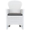 Patio Chairs 2 pcs with Cushion White Plastic Rattan Look - White