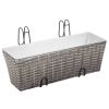 Balcony Raised Beds 2 pcs 19.7" Gray Poly Rattan - Grey