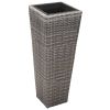 Garden Raised Beds 3 pcs Poly Rattan Gray - Grey