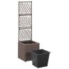 Trellis Raised Bed with 1 Pot 11.8"x11.8"x42.1" Poly Rattan Brown - Brown