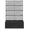 Trellis Raised Bed with 3 Pots 32.7"x11.8"x51.2" Poly Rattan Black - Black