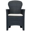 Patio Chairs 2 pcs with Cushion Anthracite Plastic Rattan Look - Anthracite