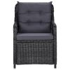 Patio Chairs 2 pcs with Cushions Poly Rattan Black - Black