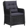 Patio Chairs 2 pcs with Cushions Poly Rattan Black - Black