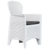 Patio Chairs 2 pcs with Cushion White Plastic Rattan Look - White