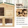 35 Inch Wooden Chicken Coop with Ramp - Natural