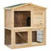 35 Inch Wooden Chicken Coop with Ramp - Natural