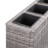 Garden Raised Bed with 4 Pots 31.5"x8.7"x31.1" Poly Rattan Gray - Grey