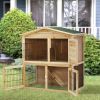 35 Inch Wooden Chicken Coop with Ramp - Natural