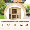 35 Inch Wooden Chicken Coop with Ramp - Natural