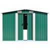 Garden Shed Green 101.2"x306.7"x71.3" Galvanized steel - Green