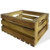 Apple Crate Set 2 Pieces Solid Acacia Wood - Brown