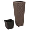 Garden Raised Beds 3 pcs Poly Rattan Brown - Brown