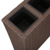 Garden Raised Bed with 4 Pots Poly Rattan Brown - Brown