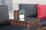 5 Pieces Outdoor Patio Garden Brown Wicker Sectional Conversation Sofa Set - Default