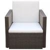 Patio Chair with Cushions and Pillows Poly Rattan Brown - Brown