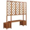 Garden Planter with Bench and Trellis Solid Acacia Wood - Brown