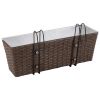 Balcony Hanging Rattan Planter Set 20 inch 2 pcs Brown - Brown