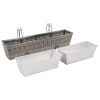 Balcony Raised Beds 2 pcs 31.5" Gray Poly Rattan - Grey