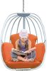 Aluminum Egg Chair; Hanging Swing Chair with Thickness Cushion for Indoor; Outdoor; Garden; Patio - Orange