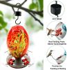 Garden Hummingbird Feeder with Perch - Hand Blown Glass - Red