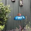 Bird Feeder Bottle with Stand Metal Flower Shaped Outdoor Garden Decoration Pink Coneflower Bird Feeder Container Accessories - Blue