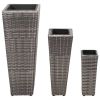 Garden Raised Beds 3 pcs Poly Rattan Gray - Grey