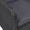 Patio Chairs 2 pcs with Cushions Poly Rattan Black - Black