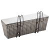 Balcony Raised Beds 2 pcs 19.7" Gray Poly Rattan - Grey