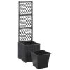 Trellis Raised Bed with 1 Pot 11.8"x11.8"x42.1" Poly Rattan Black - Black