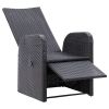 Reclining Patio Chair with Cushion Poly Rattan Black - Black