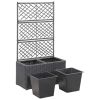 Trellis Raised Bed with 2 Pots 22.8"x11.8"x42.1" Poly Rattan Black - Black