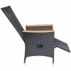 Reclining Patio Chairs 2 pcs with Cushions Poly Rattan Black - Black