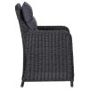 Patio Chairs 2 pcs with Cushions Poly Rattan Black - Black