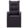 Reclining Patio Chair with Cushion Poly Rattan Black - Black