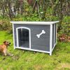 Large Wooden Dog House;  Outdoor Waterproof Dog Cage;  Windproof and Warm Dog Kennel Easy to Assemble - Gray