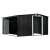 Garden Shed with Sliding Doors Anthracite 129.7"x122.8"x70.1" Steel - Grey