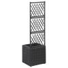 Trellis Raised Bed with 1 Pot 11.8"x11.8"x42.1" Poly Rattan Black - Black