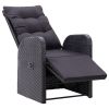 Reclining Patio Chair with Cushion Poly Rattan Black - Black