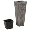 Garden Raised Beds 3 pcs Poly Rattan Gray - Grey