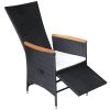 Reclining Patio Chairs 2 pcs with Cushions Poly Rattan Black - Black