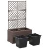 Trellis Raised Bed with 2 Pots 22.8"x11.8"x42.1" Poly Rattan Brown - Brown