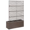 Trellis Raised Bed with 3 Pots 32.7"x11.8"x51.2" Poly Rattan Brown - Brown