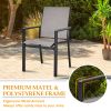 MEOOEM Patio Dining Set  Outdoor Furniture Bistro Metal Table Side Table and Metal Stackable Chairs;  Black - American