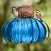 Bird Feeder Bottle with Stand Metal Flower Shaped Outdoor Garden Decoration Pink Coneflower Bird Feeder Container Accessories - Blue