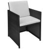 Patio Chairs 2 pcs with Cushions and Pillows Poly Rattan Black - Black