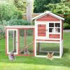 A Cozy And Comfortable 2-Story Wooden Rabbit Hutch With Running Area - White